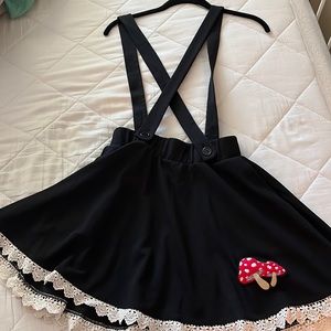 Mushroom Suspender Skirt Black Size small